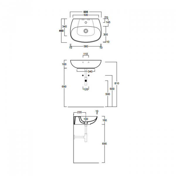 SIMAS Vignoni Раковина 60х46 см, 1 отв., цвет: белый