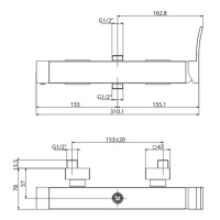 Gattoni ELY Смеситель для душа настенный с дивертором, выпуск снизу и сверху, цвет: хром