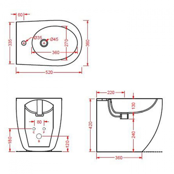Artceram FILE 2.0 Биде напольное 53х37хh42см, 1 отв под смеситель, цвет: белый матовый