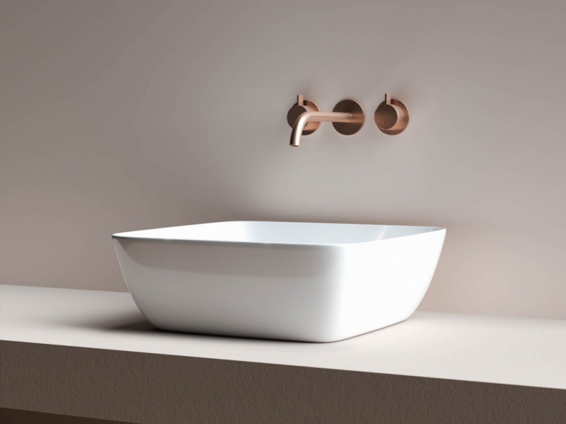 Умывальник чаша FORM накладная квадратная 410*410*145мм Ceramica Nova белый CN2002