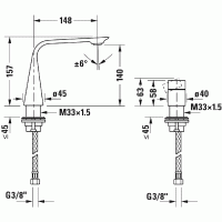 Duravit D.1 Смеситель для раковины на 2 отв. ручка-цилиндр, цвет: хром