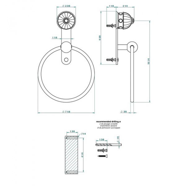 THG Amboise Malachite Держатель - кольцо 18см., подвесной, цвет: золото