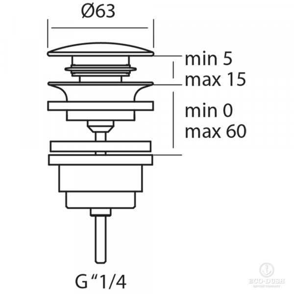 HUBER Lynox Донный клапан, нержавеющая сталь