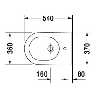 Duravit Биде подвесное 54х37см, с 1 отв под смеситель, с креплением, цвет: белый