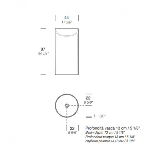 NOORTH milldue edition Раковина 44х87 см, без отв., напольная, слив в пол, цвет: белый