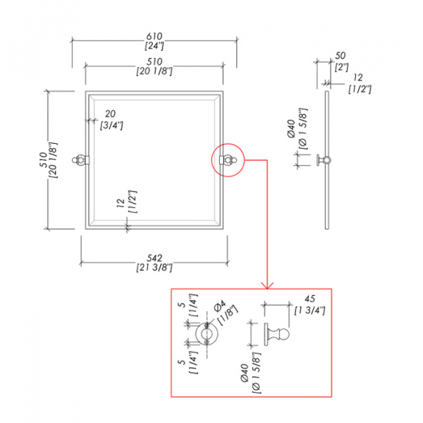 Devon&Devon First Class Зеркало поворотное 61х51 см, цвет: золото