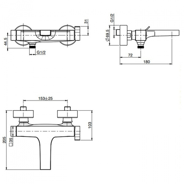 Carlo Frattini Zeta, Смеситель внешнего монтажа на ванну без душевого комплекта, цвет: Хром