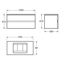 Armani Roca Baia Тумба подвесная с раковиной, 120х59х61см с 2 ящиками, со столешницей, цвет: черный