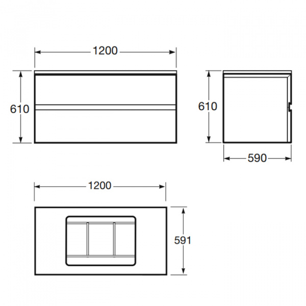 Armani Roca Baia Тумба подвесная с раковиной, 120х59х61см с 2 ящиками, со столешницей, цвет: черный