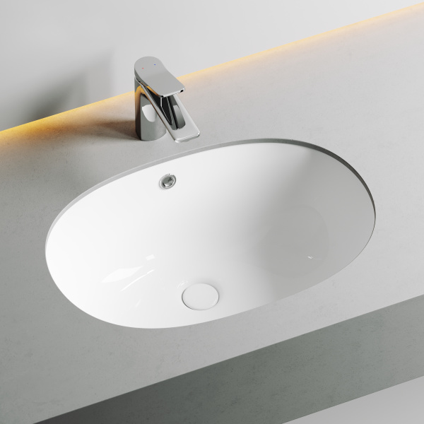 Умывальник овальный встраиваемый под столешницу Element 565*385*210мм, с крепежом и шаблоном для установки Ceramica Nova белый 