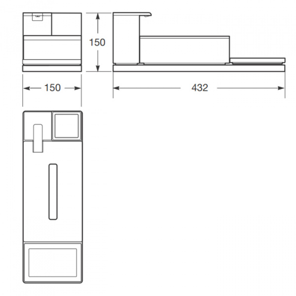 Armani Roca Island Комплект из 4 акс.: диспенсер для мыла, стаканчик, мыльница, держатель для салфеток и контейнер, настольный, цвет: хром