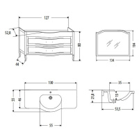 EBAN Rachele Комплект мебели с базой, раковиной, доводчиком Blum, ручки бронза Цвет: BIANCO ASSOLUTO Уценена