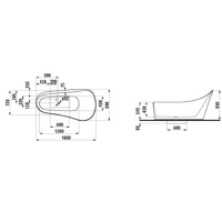 Laufen Palomba Ванна 180x89x54см, отдельностоящая, аэромассаж, подсветка, материал: композит