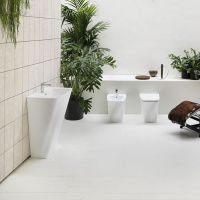 Azzurra Hera Унитаз напольный приставной 57х38х42 см, слив универсальный, безободковый, цвет: белый