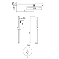 Gattoni Circle One Комплект для душа со встроенным смесителем, перекл. на 2 вых, с ручной лейкой на планке и верхним душем 250мм, цвет: хром