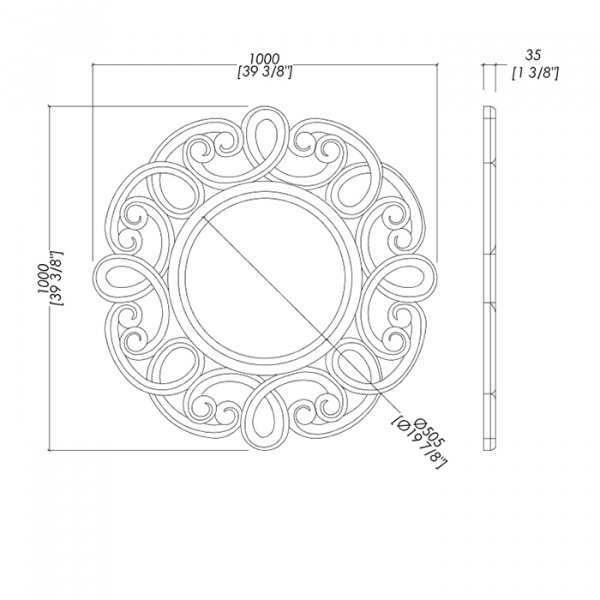 Devon&Devon Norma Зеркало 100х100см, цвет: серый