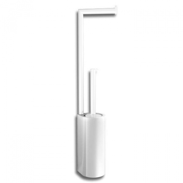 Bertocci Cento Напольная стойка с ершиком и бумагодержателем, цвет: белая керамика/белый матовый