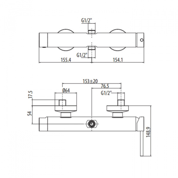 Gattoni Circle Two Смеситель для душа, термостатический, цвет: хром