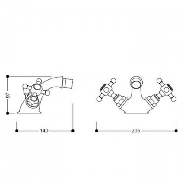 Kerasan Retro Смеситель для раковины на 3 отв. хром