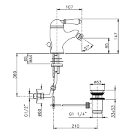 Nicolazzi El Capitan Смеситель для биде, 1 отв., с донным клапаном, излив: 107 мм, цвет: хром