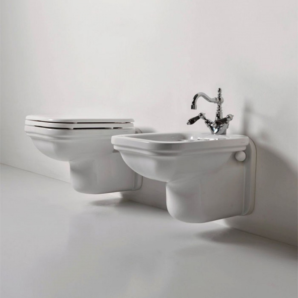 Kerasan Waldorf Унитаз подвесной 55х37см, фурнитура хром, СИДЕНЬЕ НА ВЫБОР