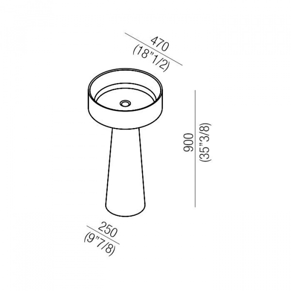 Agape Bjhon Раковина 47 см, без отв., с колонной, выпуск в пол, мрамор Marquina, цвет: черный