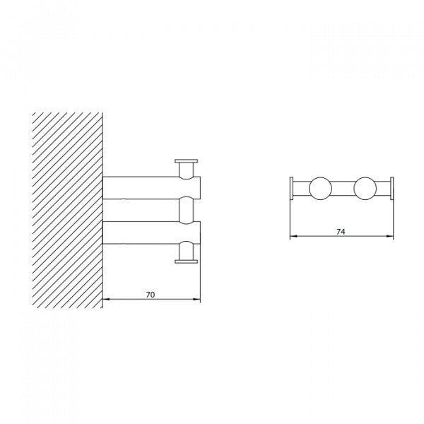 Bongio T Mix Крючок двойной подвесной, цвет: хром