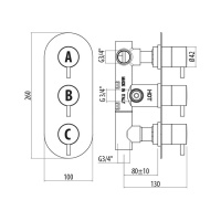 Gattoni Termostatici Термостатический встраиваемый смеситель для душа на 2 источника, цвет хром