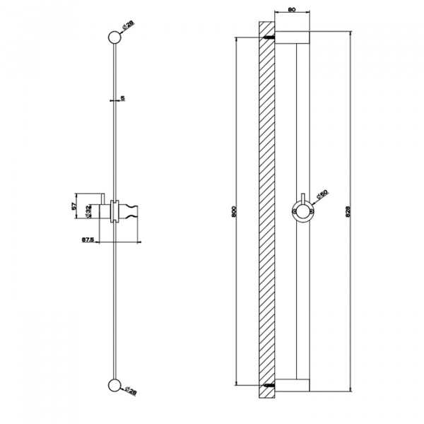 Gessi 316 Штанга для душа, цвет: brushed black metal pvd