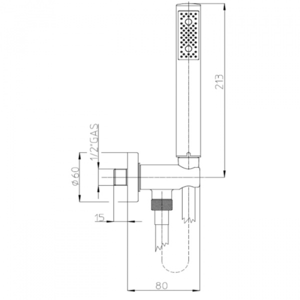 Bossini Zen Душевой комплект с ручным душем, держателем с подводом воды и шлангом 1500 мм., цвет черный матовый
