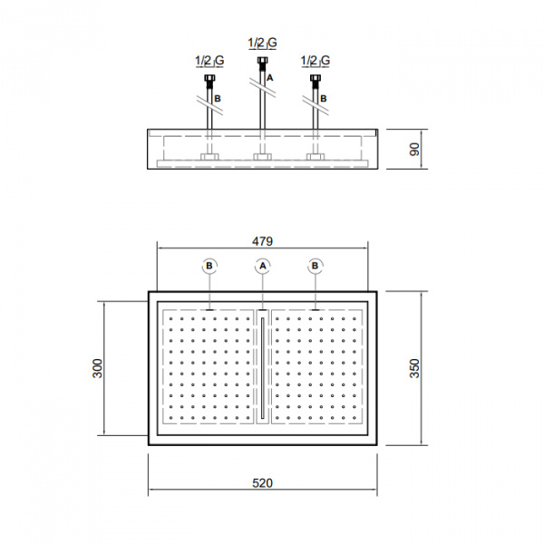 Antonio Lupi Fuorimeteo Внешний верхний душ, 52х36см, с подсветкой, цвет: белый