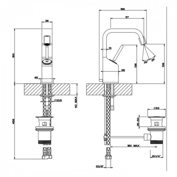 Gessi Rettangolo XL Смеситель для биде на 1 отверстие, рукоятка "джойстик", цвет: хром