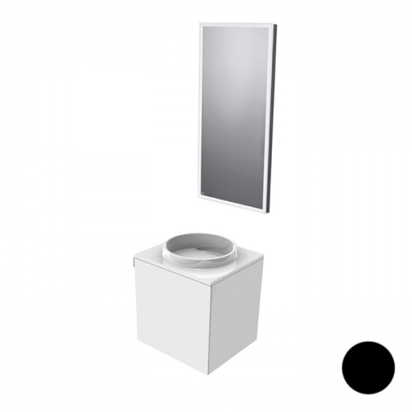 EMCO Asis Комплект мебели, без отверстий для смесителя, зеркало с LED подсветкой, Ручка слева, 45см, черный