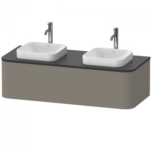 Duravit Happy D.2 Plus Тумба подвесная 130x55х35.4см, с 2 раковинами и 1 ящиком, цвет: stone grey satin matt