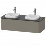 Duravit Happy D.2 Plus Тумба подвесная 130x55х35.4см, с 2 раковинами и 1 ящиком, цвет: stone grey satin matt