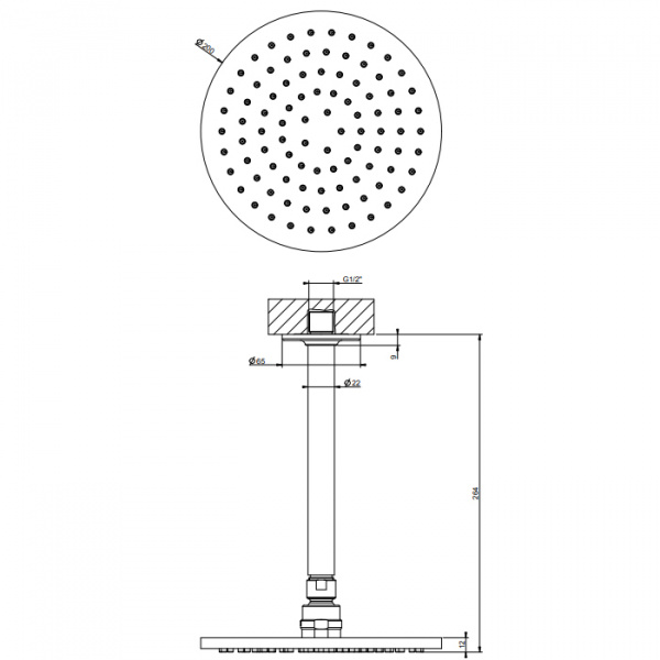 Gessi Inciso Верхний душ Ø20 см, потолочный, цвет: хром