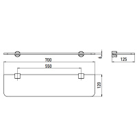 EMCO Logo2 Полка, прозрачное стекло 700мм, подвесной, цвет: хром