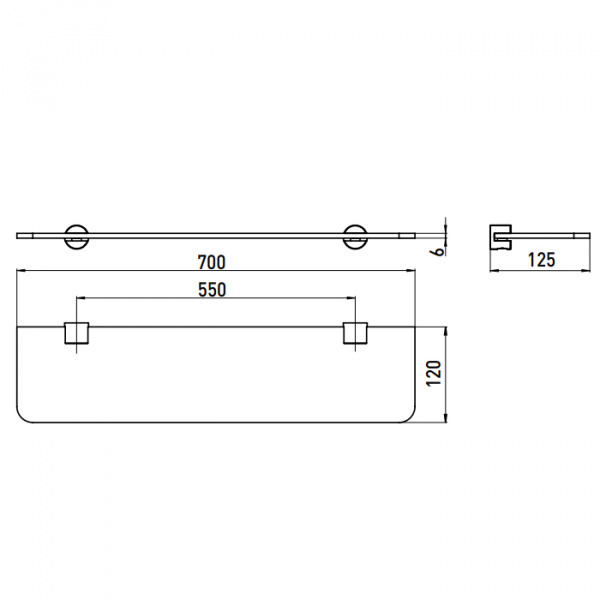 EMCO Logo2 Полка, прозрачное стекло 700мм, подвесной, цвет: хром