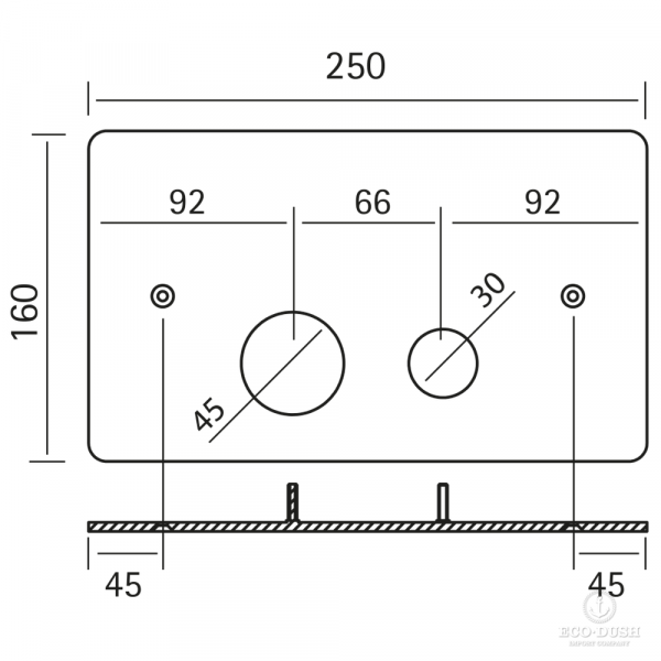 HUBER Lynox Клавиша двойного смыва, нержавеющая сталь