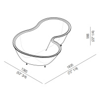 Agape DR Ванна встраиваемая 183.5x136.5x56.6 см, с отв. для подачи