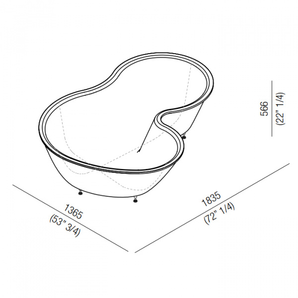 Agape DR Ванна встраиваемая 183.5x136.5x56.6 см, с отв. для подачи