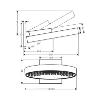 Hansgrohe Rainfinity Верхний душ, d=360мм, 1 jet, с настенным держателем, цвет: хром