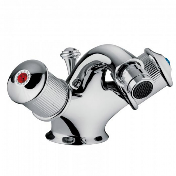 Смеситель для биде Bongio Impero, цвет: хром/blue and red swarovski