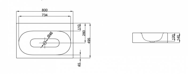 Bette Comodo Раковина 80х49.5х12 см, без отв., цвет: белый