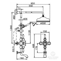 HUBER Victorian Настенная душевая система:термостат для душа,верхний душ,ручной душ с держателем и шланг, цвет: никель матовый