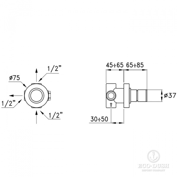 Stella Bamboo Встраиваемый переключатель для душа 0/153 на 2 выхода, цвет: хром