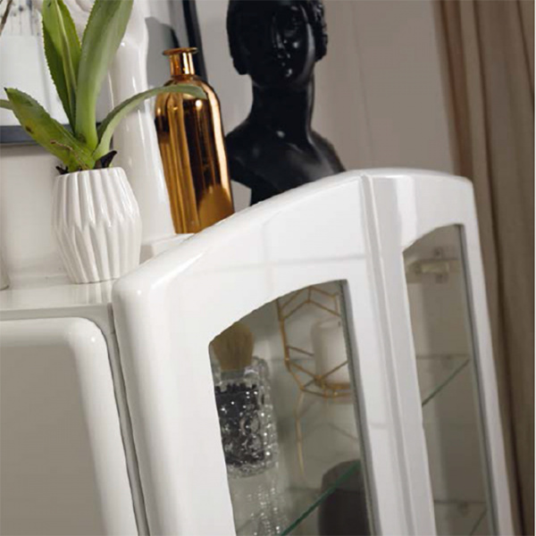 Sbordoni Колонна Navene наполная 110х80х36.5см, 2 стекл дверки,  3стекл  полки, ручки 0A, цвет Biancospino