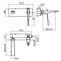 Gattoni Fly Смеситель встраиваемый на коробке горизонтальный для раковины однорычажный, цвет: хром
