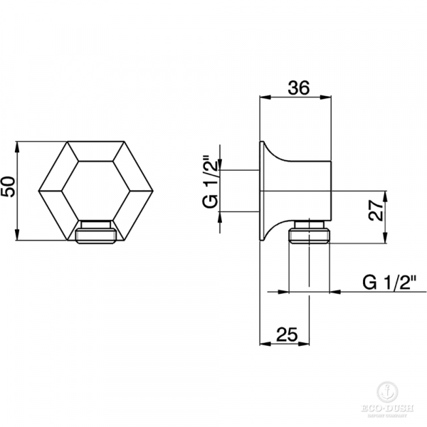 Cisal Cherie Вывод из стены для душевого шланга, цвет: хром