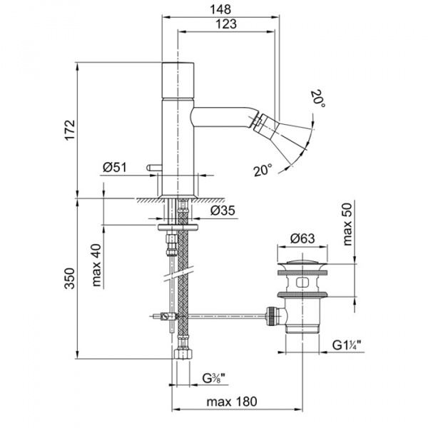 Fantini Nostromo Смеситель для биде, 1 отверстие, цвет: хром